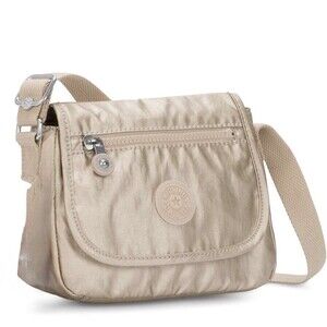 KIPLING Sabian Starry Gold Metallic Crossbody Bag Mini Messenger Flap Purse EUC
